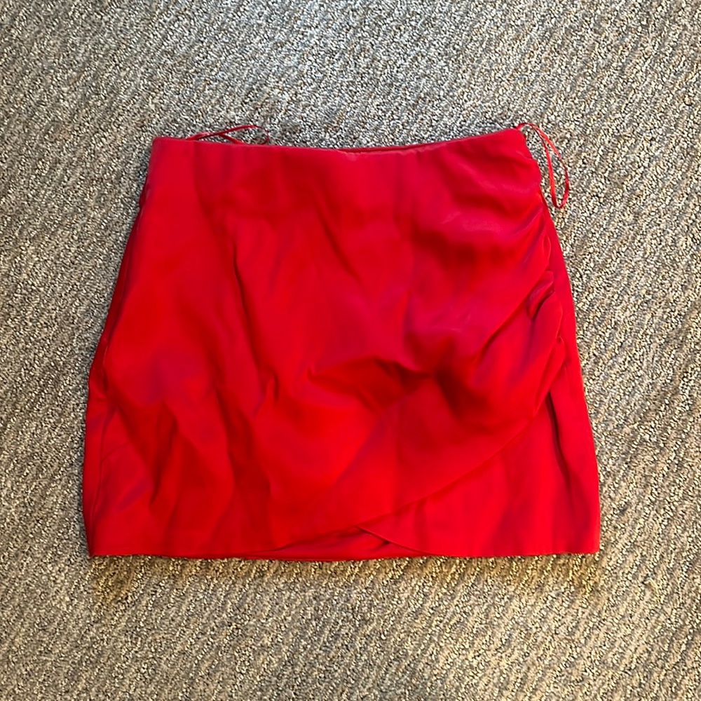 red mini skirt